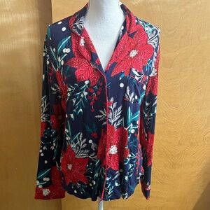 Nordstrom Rack Long Sleeve Button Down Holiday Pajama Top Size M